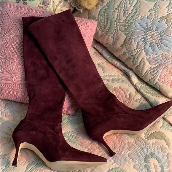 Manolo Blahnik Shoes - Manolo Blahnik Pascalare suede boots, Bordeaux